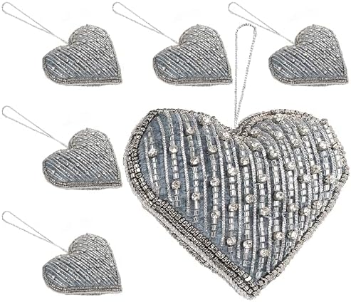 CLEENTABLE Set of 6 Beaded Heart Wall Decorations
