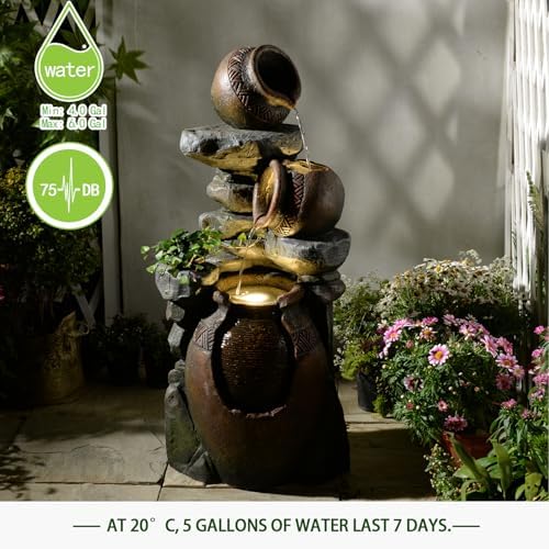Bumilgar 3 Tier Outdoor Fountain with Lights