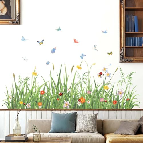 Green Grass Wall Stickers for Bedroom Decor