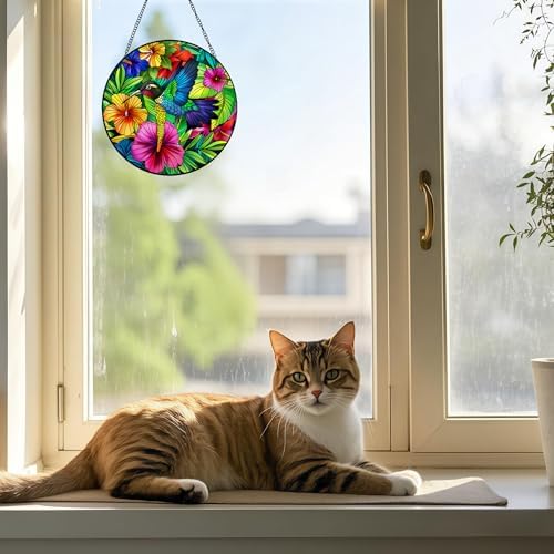 Voyakolo Hummingbird Stained Glass Window Hanging 1