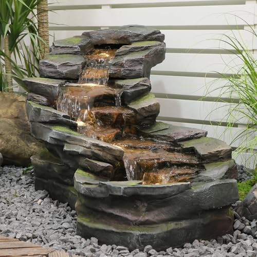 49 Inch 5-Tier Garden Water Fountain with LED Lights