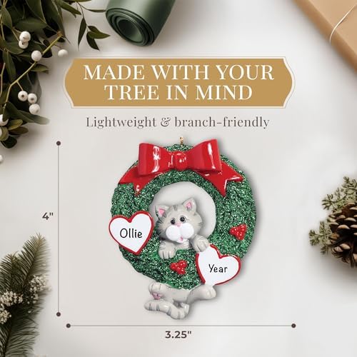 Personalized Gray Cat Ornament 2025 Free 24h Customization