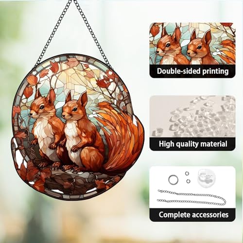 Stained Acrylic Window Squirrel Decor Suncatcher