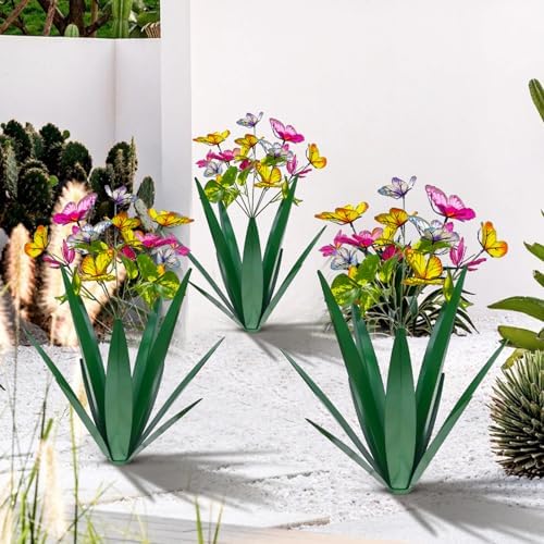 TOMBABY Green Artificial Butterfly Garden Sculpture 2pcs