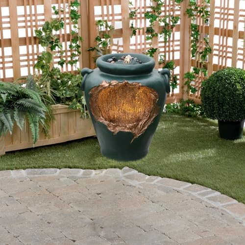 Jar Zen Water Fountain with Gold Interior and LED Lights