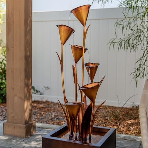 XBrand Freestanding Multi-Tiered Bronze Flower Fountain 46 Tall