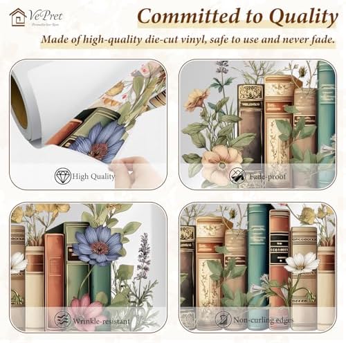 Large Flowers Books Wall Decals Peel and Stick