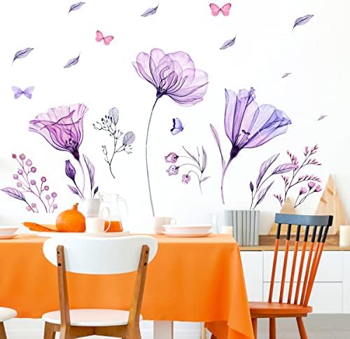 Removable Giant Purple Violet Flower Wall Decal Art