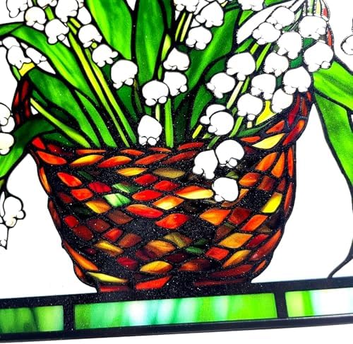 Lily of the Valley and Butterflies Stained Glass Suncatcher