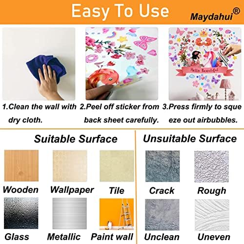 Maydahui Colorful Butterfly Flower Wall Decals 40x16 Inch