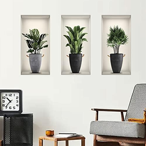 Green Pot Plants Leaves Wall Decals for Bedroom and Nursery
