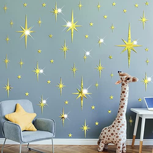 Easma 3D Gold Star Mirror Wall Decal