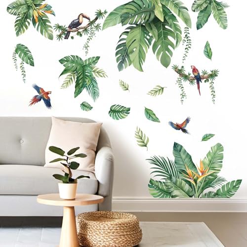 Amimagen Tropical Leaf Wall Stickers for Living Room Decor
