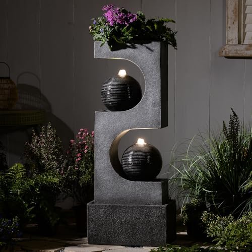 46 Inch High Modern Sphere Water Fountain with LED Light