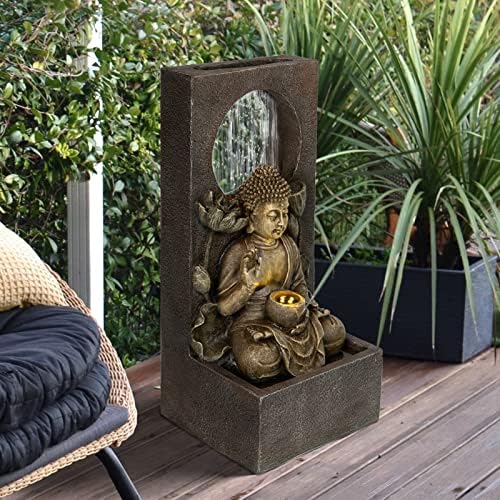 Ferrisland Buddha Waterfall Fountain Gold 276 Inch H
