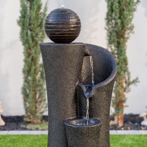 XBrand 41 Inch Modern Sphere Curve Fountain