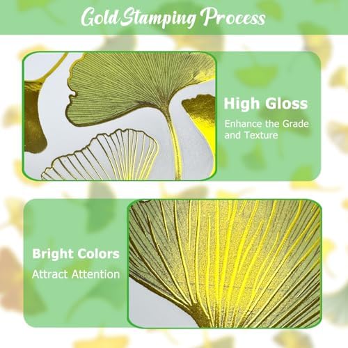 Lilacanthara 12 Sheets Ginkgo Leaf Wall Decals Gold Leaves Stickers