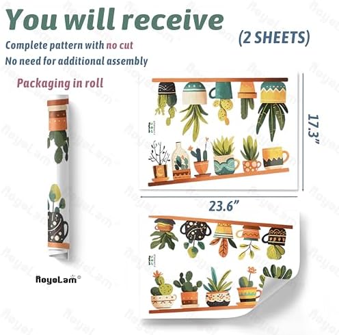 Boho Potted Plants Wall Decals for Living Room and Bedroom