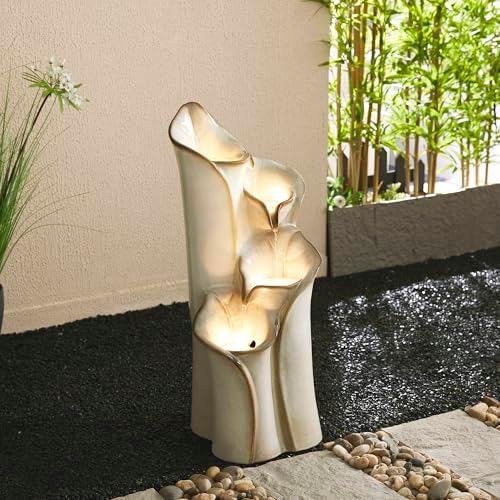 Glitzhome 3125 H Outdoor Water Fountain with LED Lights and Pump