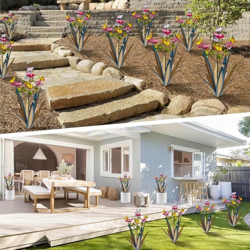 TOMBABY Blue Waterproof Butterfly Garden Sculpture 2pcs