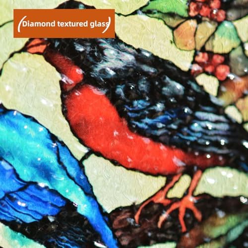 Stained Glass Birds on Tree Branches Window Hanging Decor