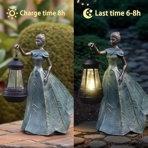 Fairy Garden Statue with Solar Lights and Resin Details