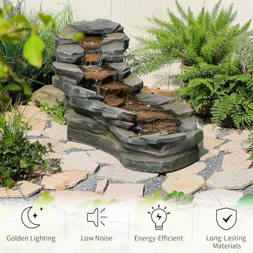 49 Inch L Freestanding Water Fountain with LED Lights
