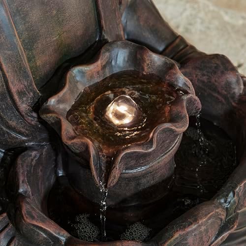 Glitzhome 24 Inch Zen Buddha Water Fountain with Pump and LED Light