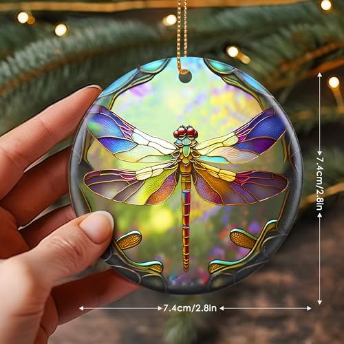 Dragonfly Christmas Ornaments 2025 Durable Ceramic Hanging Decor