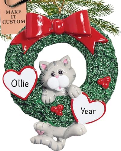 Personalized Gray Cat Ornament 2025 Free 24h Customization