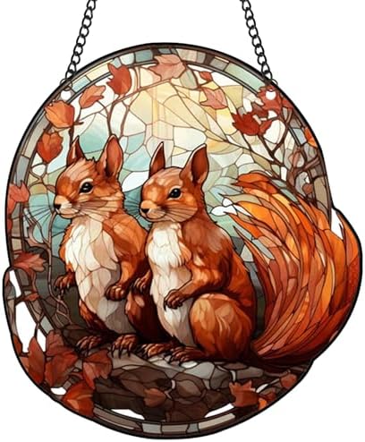 Stained Acrylic Window Squirrel Decor Suncatcher