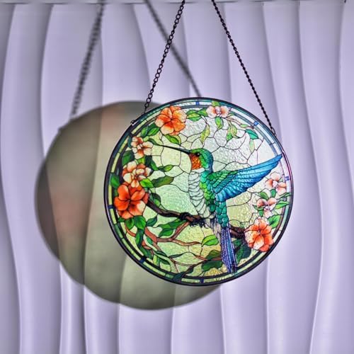 Cute Handmade Hummingbird Stained Glass Window Hanging 1