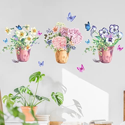 Maydahui Colorful Butterfly Flower Wall Decals 40x16 Inch