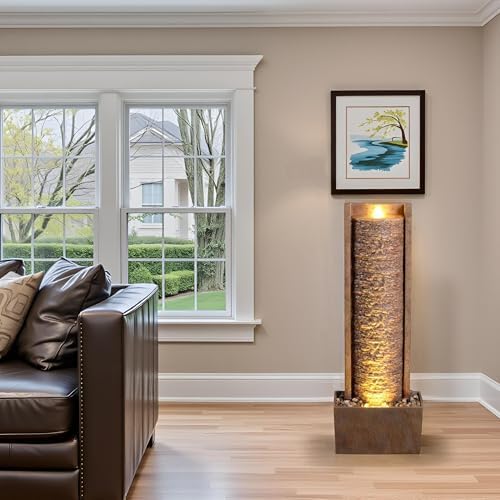 Elegant Indoor Outdoor Water Fountain with Natural Stone Look
