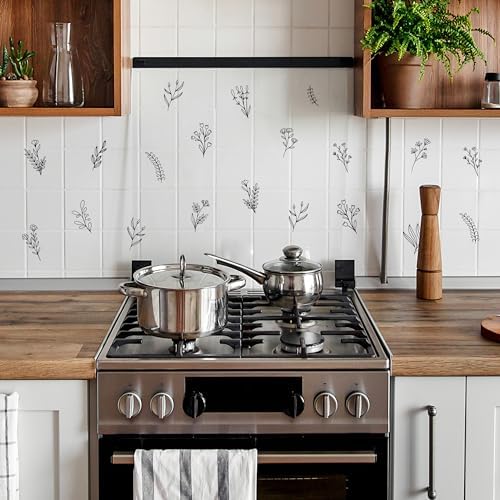 Small Black Flowers Peel and Stick Wall Decals Set of 62