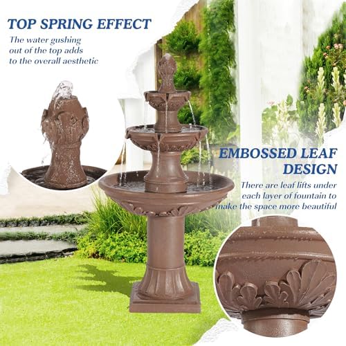 TOBYUL Italian Style 3-Tier Freestanding Water Fountain