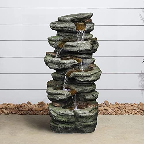 Naturefalls 307 Inches Outdoor Water Fountain with 6 Tiers and LED Lights