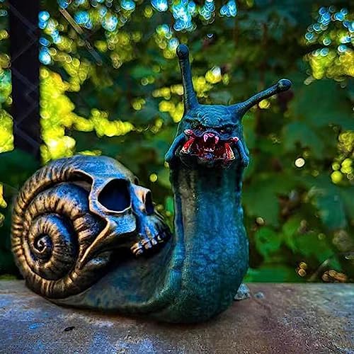 Halloween Skull Snail Statue for Garden Outdoor Decor