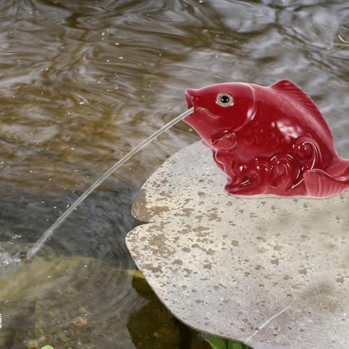 HOMSFOU Ceramic Fish Fountain Garden Water Feature