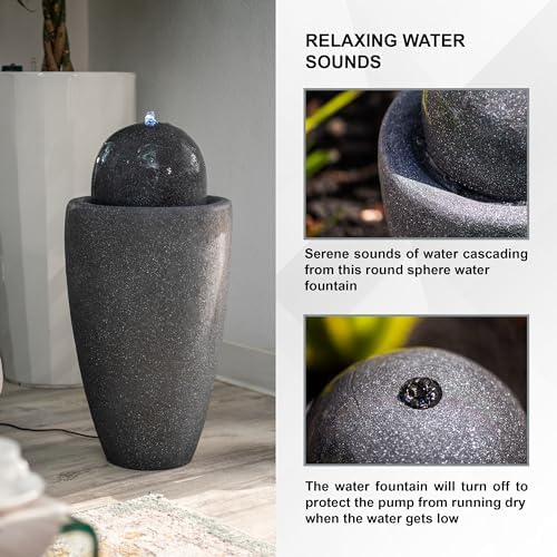 XBrand 2598 Inch Modern Stone Water Fountain with LED Lights