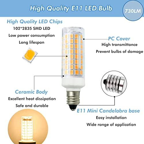 Pack of 5 E11 LED Bulb 7W Dimmable Warm White 3000K