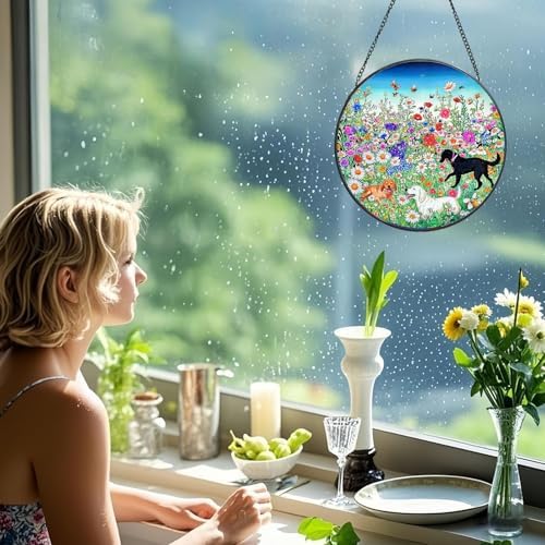 Stained Glass Window Hanging Wildflowers Suncatcher 8