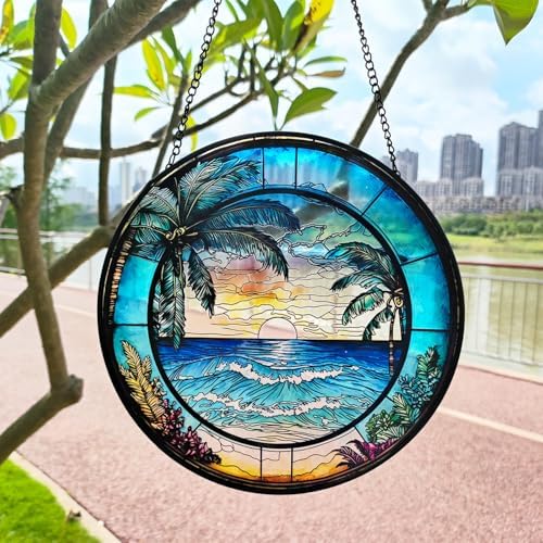 Stained Glass Window Hanging for Summer Beach and Garden