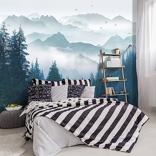 YIHWM Foggy Forest Pine Scenery Fabric Wall Mural 91x65