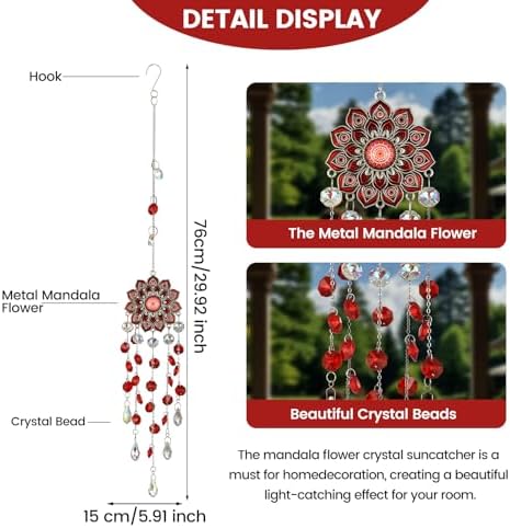 Crystal Sun Catcher for Window Red Design