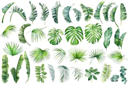 MEFOSS Removable Green Monstera Leaf Wall Decals