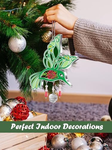 KYBOSAM Hummingbird Suncatcher I Love You Grandma Glass Wind Chime Ornament