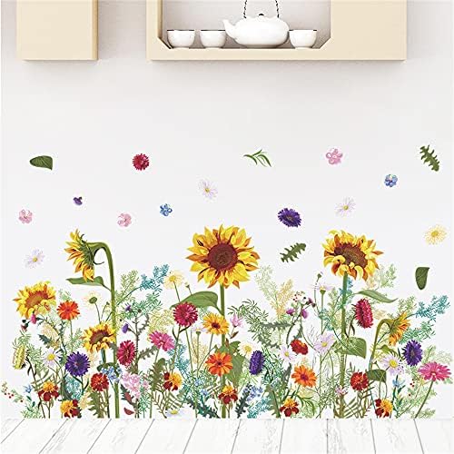 ROFARSO Flowers Daisy Sunflower Wall Stickers