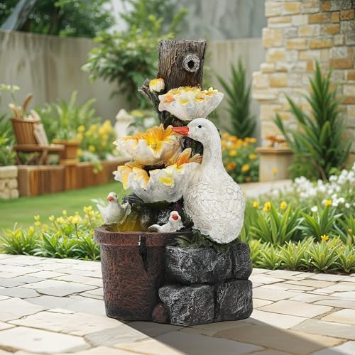 191 Inch Farmhouse Duck Water Fountain with Sunflower
