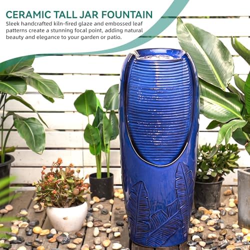 Buosha 33 Inch Modern Ceramic Fountain with LED Lights